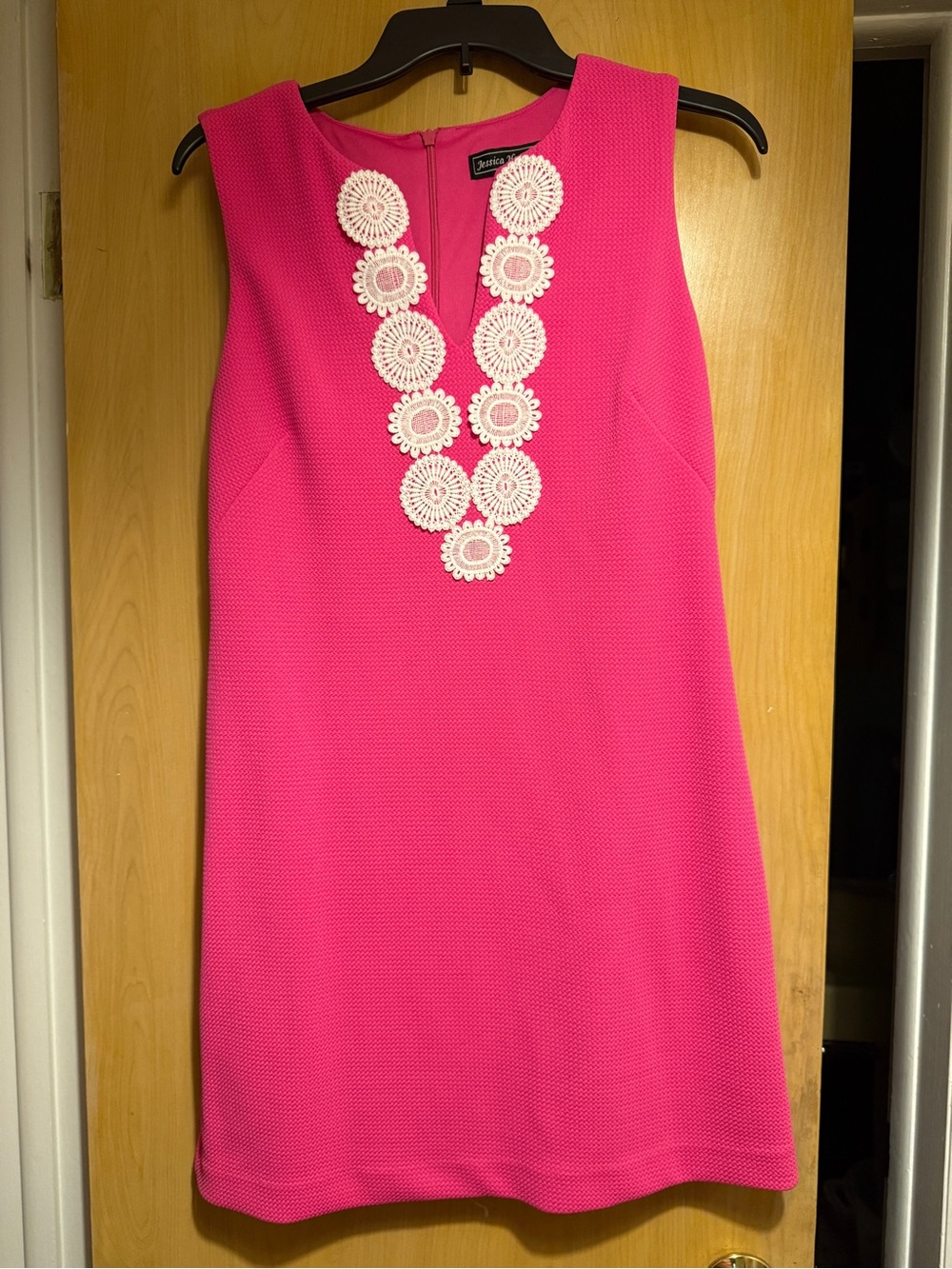 Jessica Howard Pink Sleeveless Dress with Crochet Detail Size 8 Petite